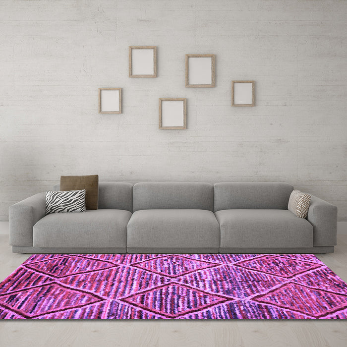 Machine Washable Abstract Purple Contemporary Area Rugs in a Living Room, wshcon1232pur