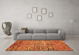 Machine Washable Abstract Orange Contemporary Area Rugs in a Living Room, wshcon1232org