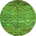 Square Abstract Green Contemporary Rug, con1232grn