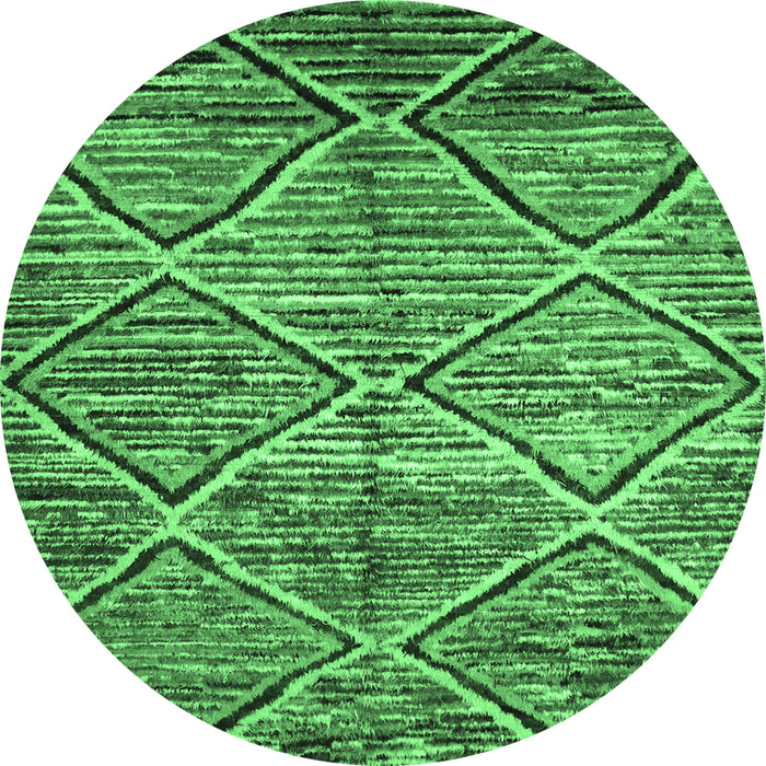 Round Abstract Emerald Green Contemporary Rug, con1232emgrn