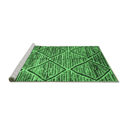 Sideview of Machine Washable Abstract Emerald Green Contemporary Area Rugs, wshcon1232emgrn