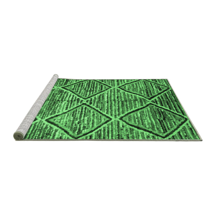Sideview of Machine Washable Abstract Emerald Green Contemporary Area Rugs, wshcon1232emgrn