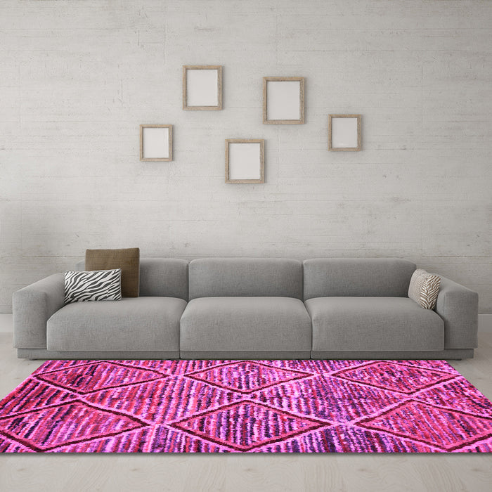 Machine Washable Abstract Pink Contemporary Rug in a Living Room, wshcon1232pnk