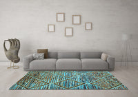 Machine Washable Abstract Light Blue Contemporary Rug, wshcon1232lblu