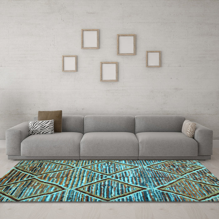 Machine Washable Abstract Light Blue Contemporary Rug in a Living Room, wshcon1232lblu