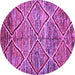 Round Abstract Purple Contemporary Rug, con1232pur