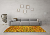 Machine Washable Abstract Yellow Contemporary Rug, wshcon1232yw