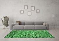 Machine Washable Abstract Emerald Green Contemporary Rug, wshcon1232emgrn