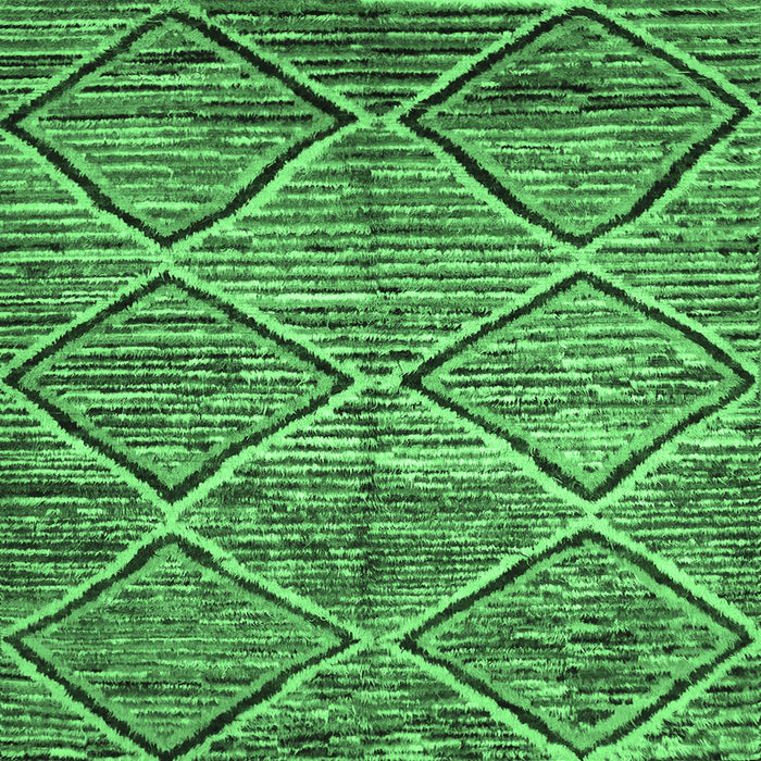 Square Machine Washable Abstract Emerald Green Contemporary Area Rugs, wshcon1232emgrn