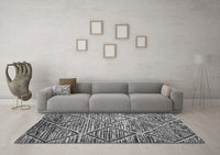 Machine Washable Abstract Gray Contemporary Rug, wshcon1232gry