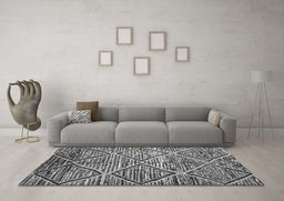 Machine Washable Abstract Gray Contemporary Rug in a Living Room,, wshcon1232gry