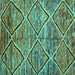 Square Abstract Turquoise Contemporary Rug, con1232turq