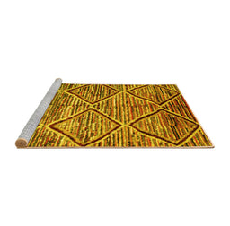 Sideview of Machine Washable Abstract Yellow Contemporary Rug, wshcon1232yw