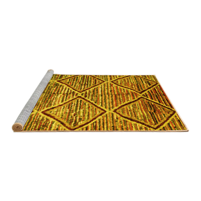 Sideview of Machine Washable Abstract Yellow Contemporary Rug, wshcon1232yw