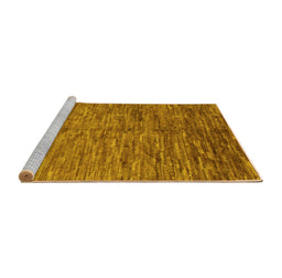 Sideview of Machine Washable Abstract Yellow Contemporary Rug, wshcon1233yw