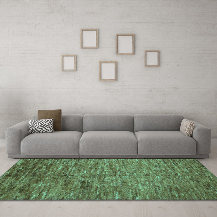 Machine Washable Abstract Turquoise Contemporary Area Rugs in a Living Room,, wshcon1233turq