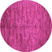 Round Abstract Pink Contemporary Rug, con1233pnk