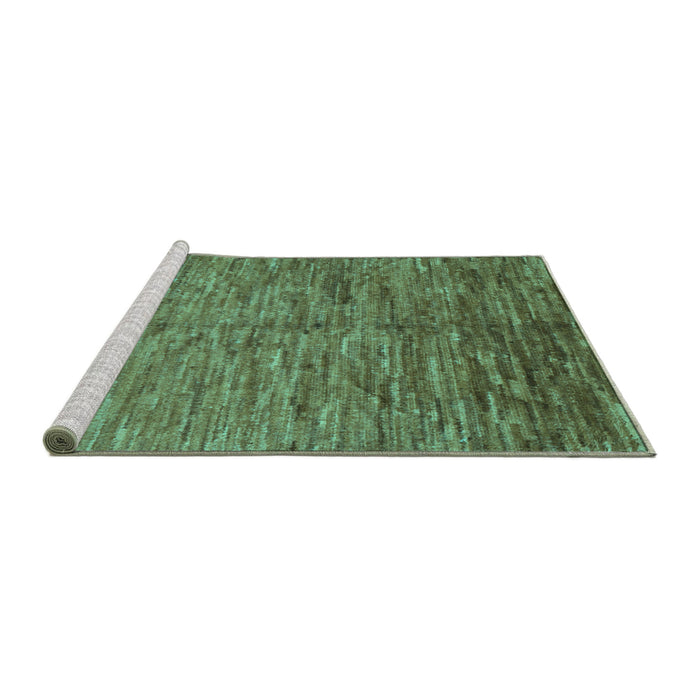Sideview of Machine Washable Abstract Turquoise Contemporary Area Rugs, wshcon1233turq