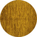 Round Machine Washable Abstract Yellow Contemporary Rug, wshcon1233yw