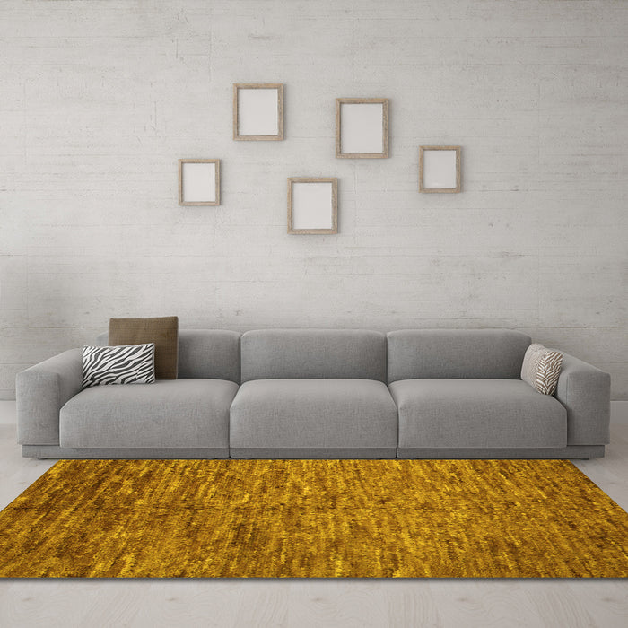 Machine Washable Abstract Yellow Contemporary Rug in a Living Room, wshcon1233yw