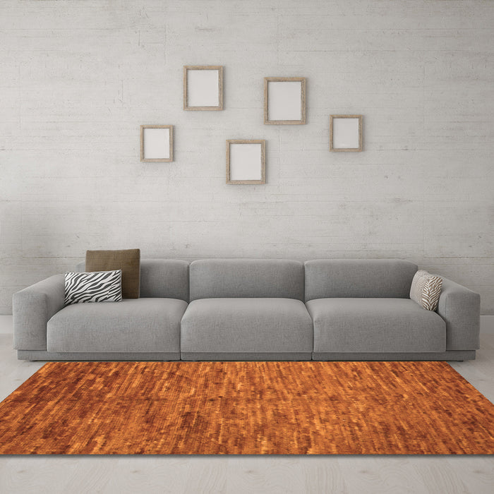 Machine Washable Abstract Orange Contemporary Area Rugs in a Living Room, wshcon1233org