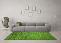 Machine Washable Abstract Green Contemporary Rug, wshcon1233grn