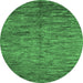 Round Machine Washable Abstract Emerald Green Contemporary Area Rugs, wshcon1233emgrn