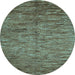 Round Abstract Light Blue Contemporary Rug, con1233lblu