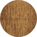 Round Abstract Brown Contemporary Rug, con1233brn