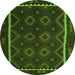 Square Oriental Green Traditional Rug, con1234grn