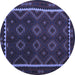 Round Oriental Blue Traditional Rug, con1234blu