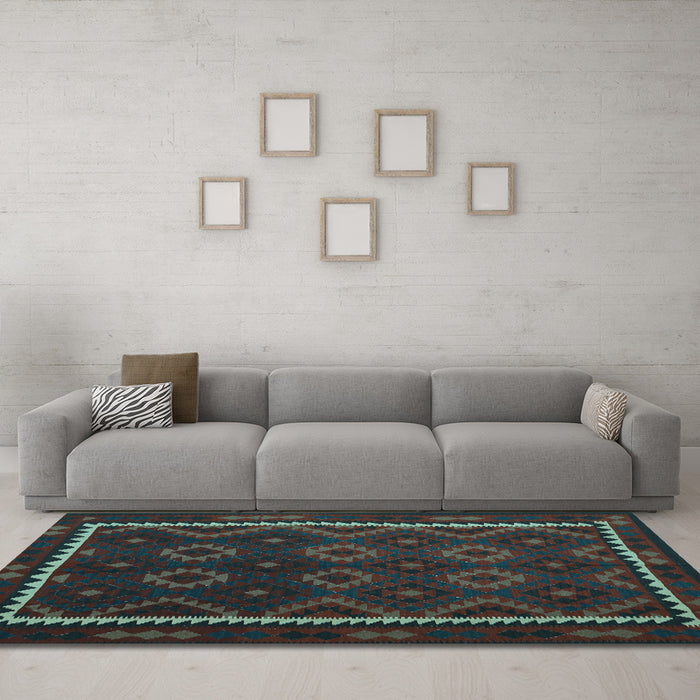 Machine Washable Oriental Light Blue Traditional Rug in a Living Room, wshcon1234lblu