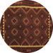 Round Oriental Brown Traditional Rug, con1234brn