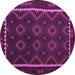 Round Machine Washable Oriental Purple Traditional Area Rugs, wshcon1234pur