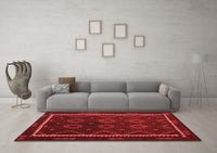 Machine Washable Oriental Red Traditional Rug, wshcon1234red