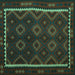 Square Machine Washable Oriental Turquoise Traditional Area Rugs, wshcon1234turq