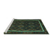 Sideview of Machine Washable Oriental Turquoise Traditional Area Rugs, wshcon1234turq