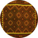 Round Machine Washable Oriental Yellow Traditional Rug, wshcon1234yw