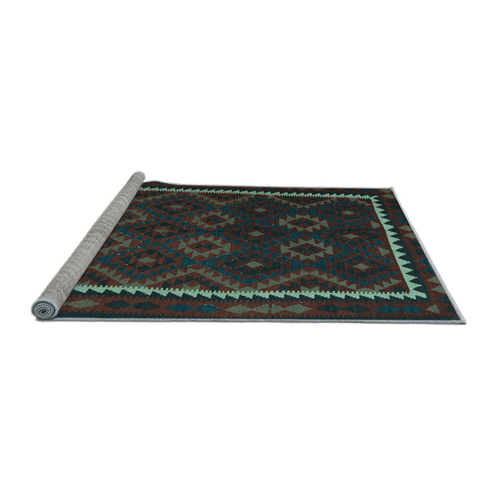 Sideview of Machine Washable Oriental Light Blue Traditional Rug, wshcon1234lblu