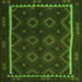 Round Machine Washable Oriental Green Traditional Area Rugs, wshcon1234grn