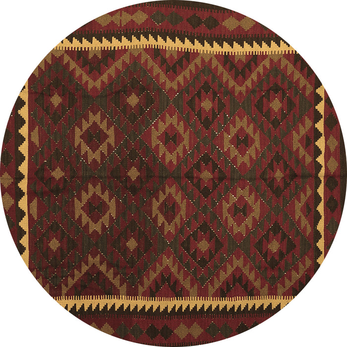 Round Machine Washable Oriental Brown Traditional Rug, wshcon1234brn