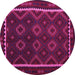 Round Machine Washable Oriental Pink Traditional Rug, wshcon1234pnk