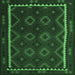 Square Machine Washable Oriental Emerald Green Traditional Area Rugs, wshcon1234emgrn