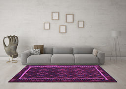 Machine Washable Oriental Purple Traditional Area Rugs in a Living Room, wshcon1234pur