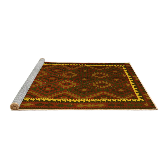 Sideview of Machine Washable Oriental Yellow Traditional Rug, wshcon1234yw