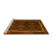 Sideview of Machine Washable Oriental Yellow Traditional Rug, wshcon1234yw