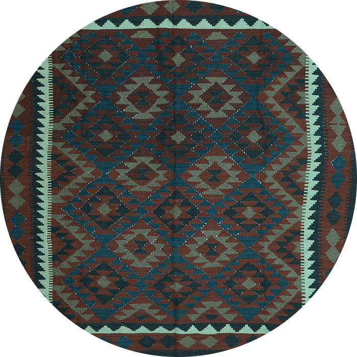 Round Oriental Light Blue Traditional Rug, con1234lblu