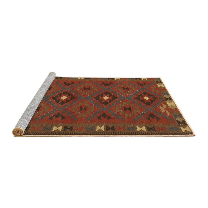 Serging Thickness of Machine Washable Contemporary Saddle Brown Rug, wshcon1235