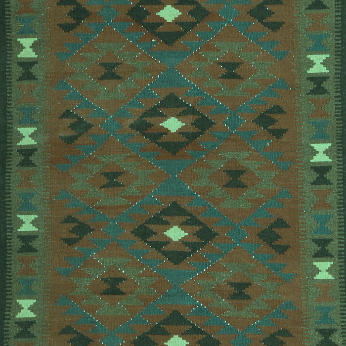 Machine Washable Southwestern Turquoise Country Area Rugs, wshcon1235turq