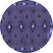 Round Southwestern Blue Country Rug, con1235blu